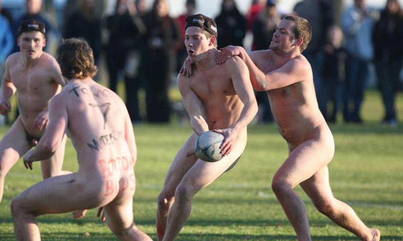 Naked rugby player