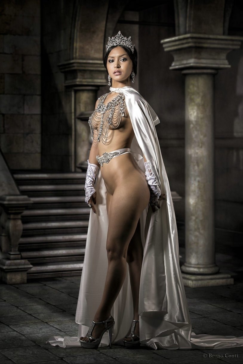 Erotic photo session in a medieval dress