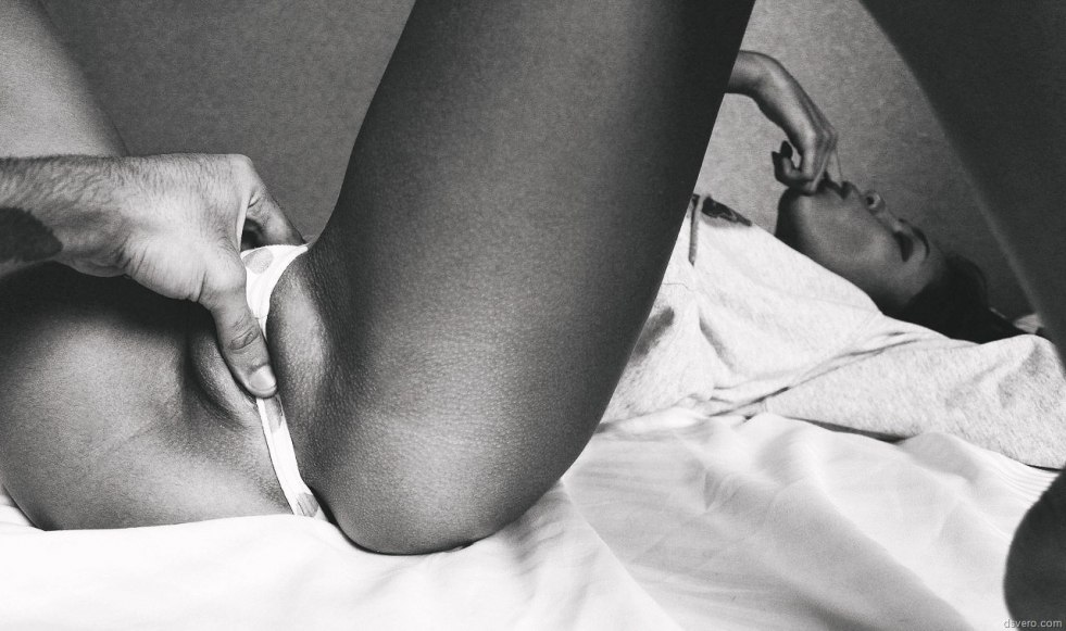 Men's hand in female panties