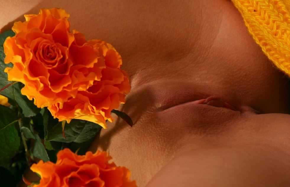 Beautiful female pussy with flowers