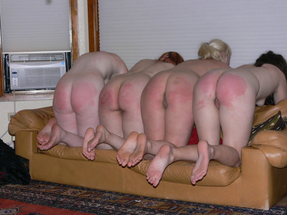 Spanking rods of naked female ass
