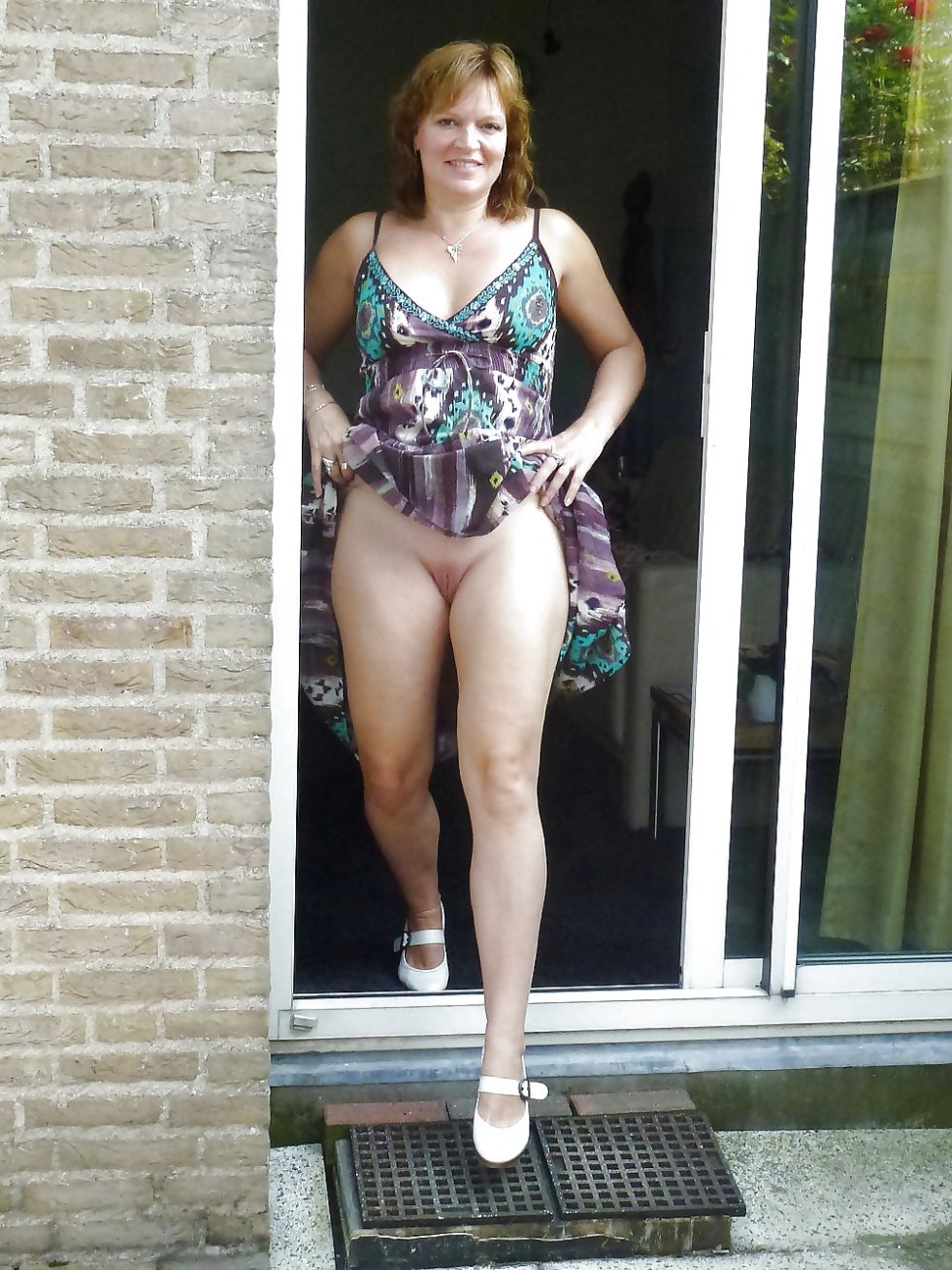 In a short skirt without panties