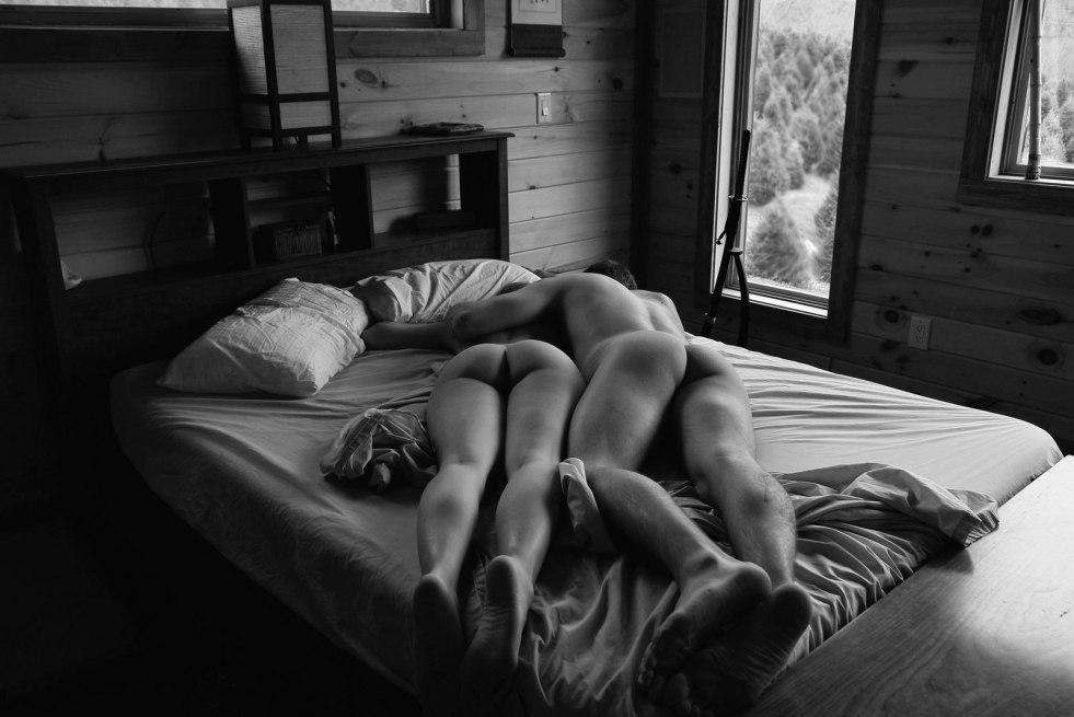 Naked hug in bed