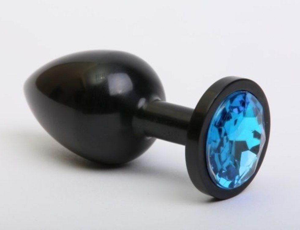 Anal cork metal red with transparent ride 7.6x2.8cm 47414-4mm