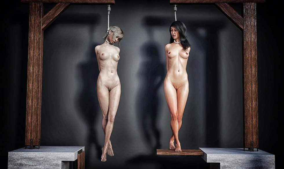 Naked woman on the gallows