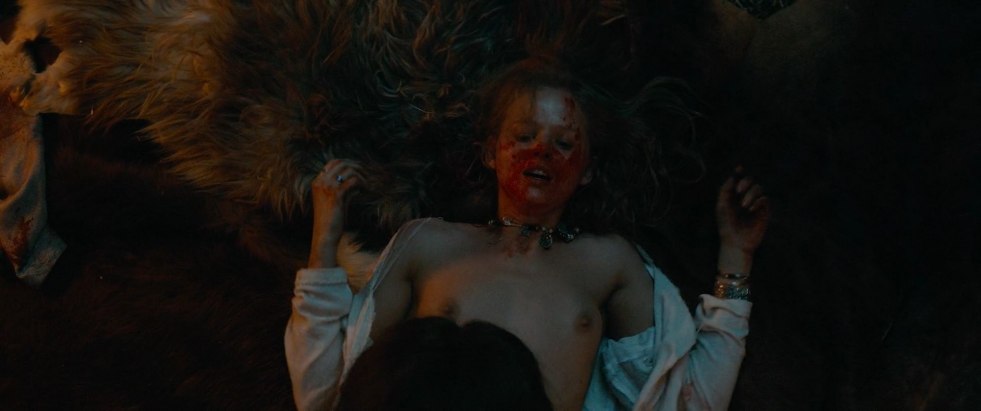 Alexandra Bortich in the film Viking bed scenes