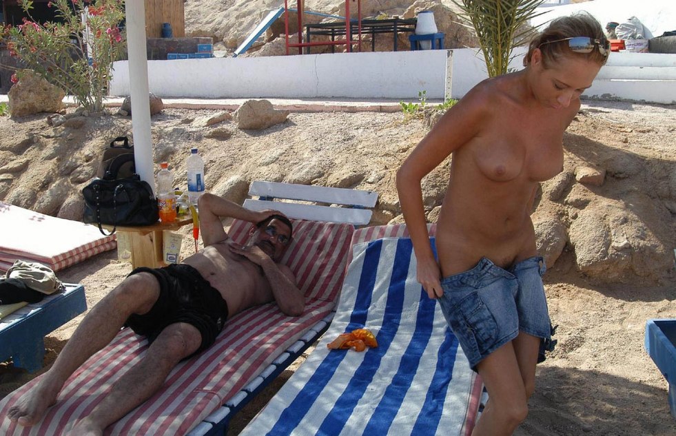 Naked wife on the beach in Egypt