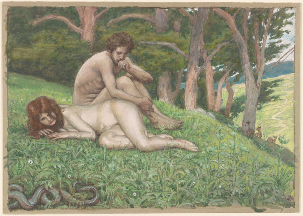 Naked from the show Adam and Eve