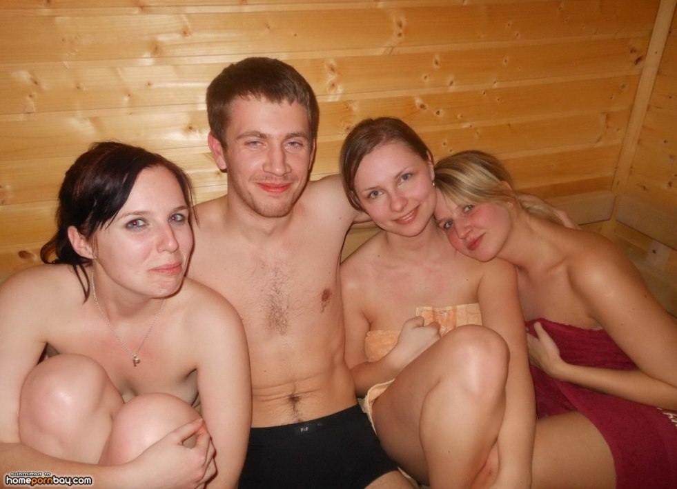 Young slava in the sauna