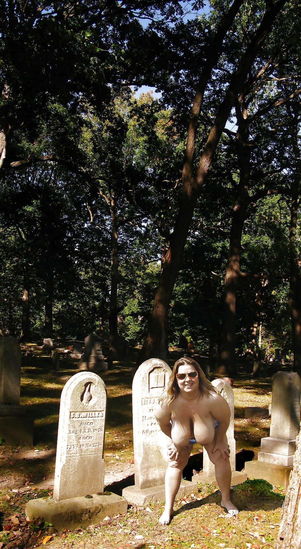 Naked in the cemetery