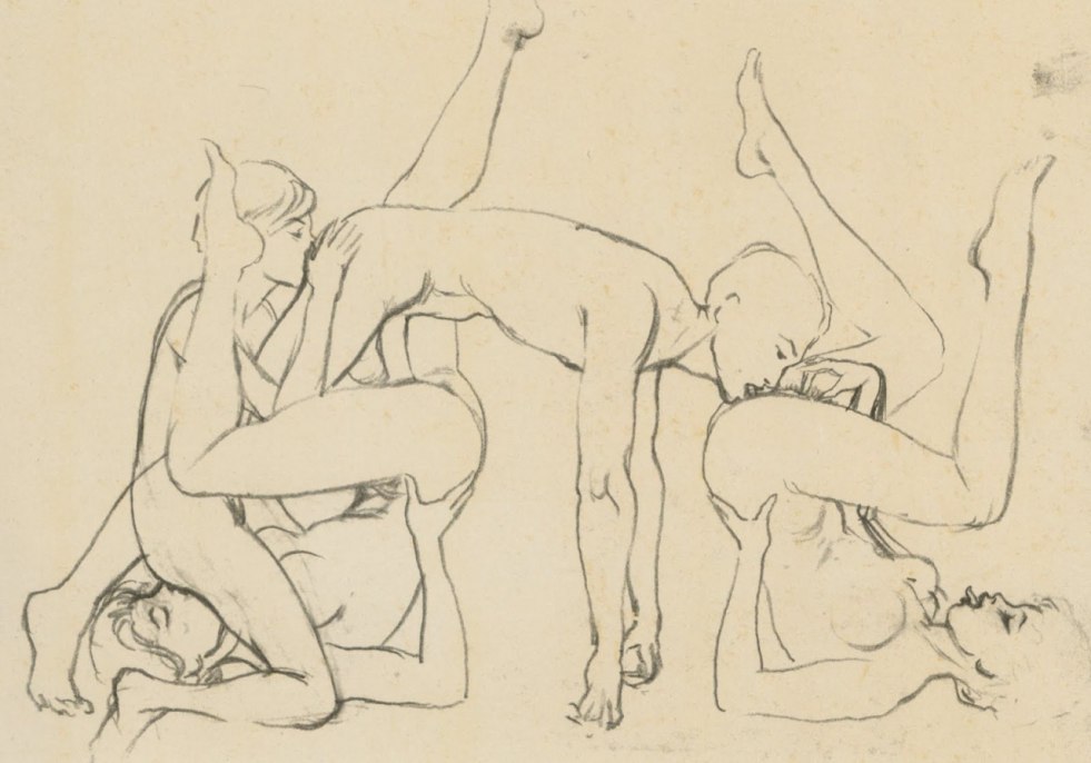 Erotic posture for drawing pair