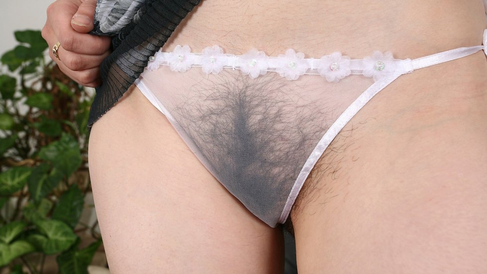 Hairy publ under panties