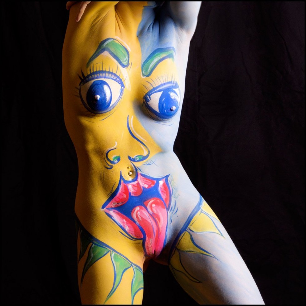 Drawing on a naked female body