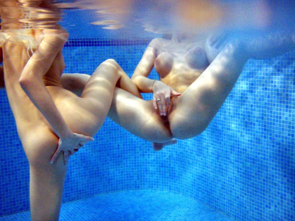 Naked girls in the pool