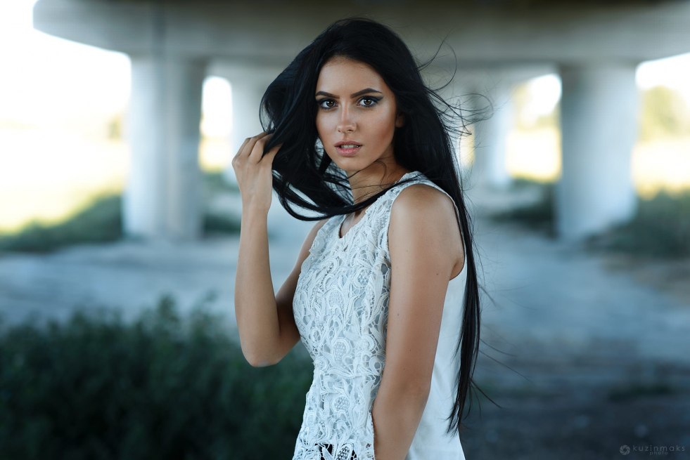 Beautiful brunette with long hair