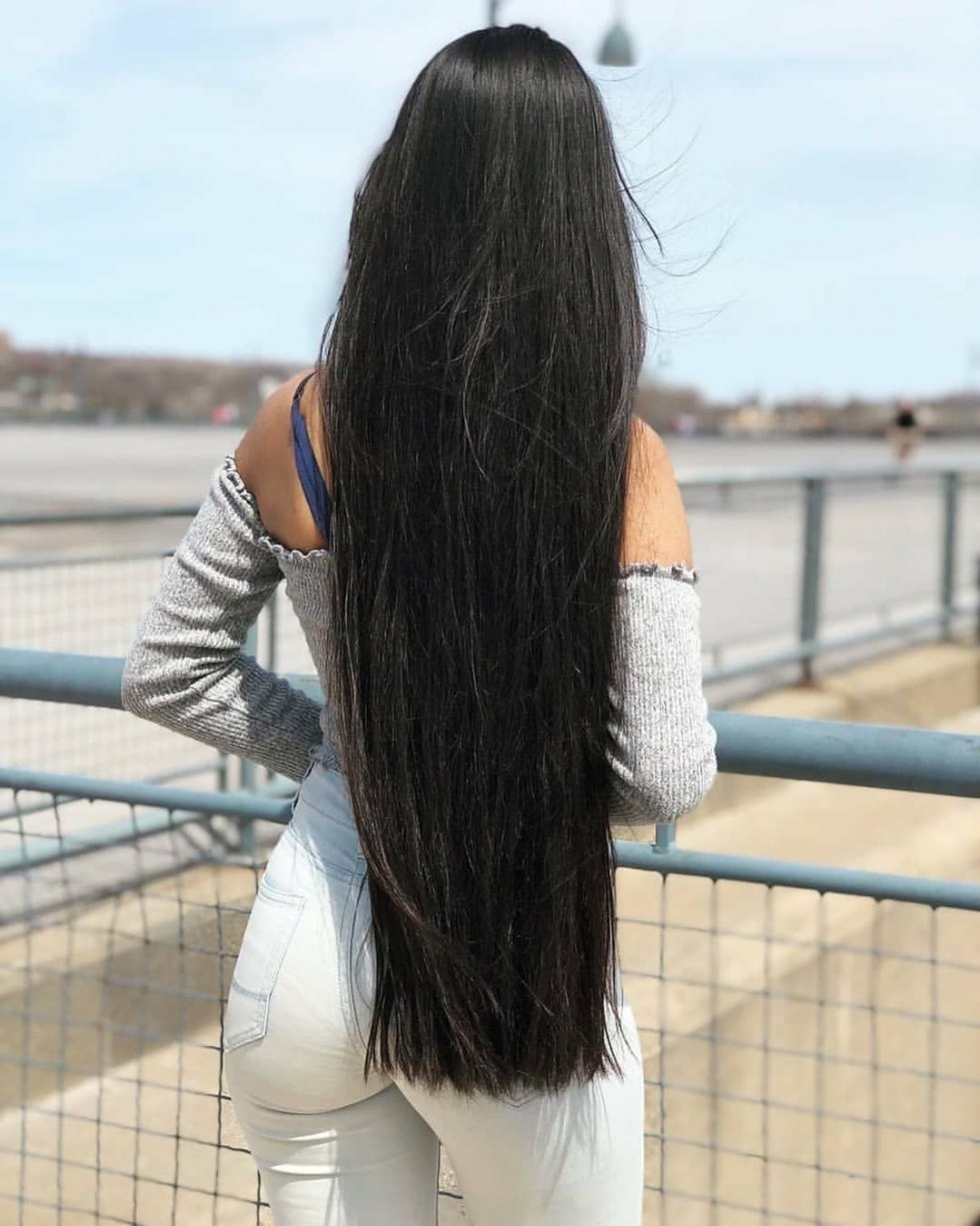 A girl with long black hair