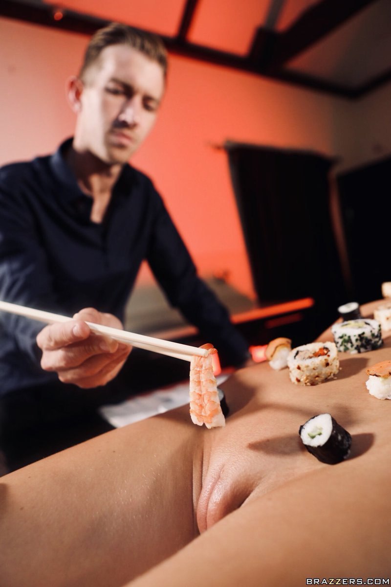 Naked perverts with sushi