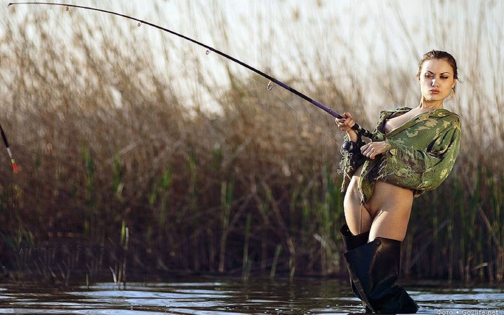 Girls on hunting and fishing