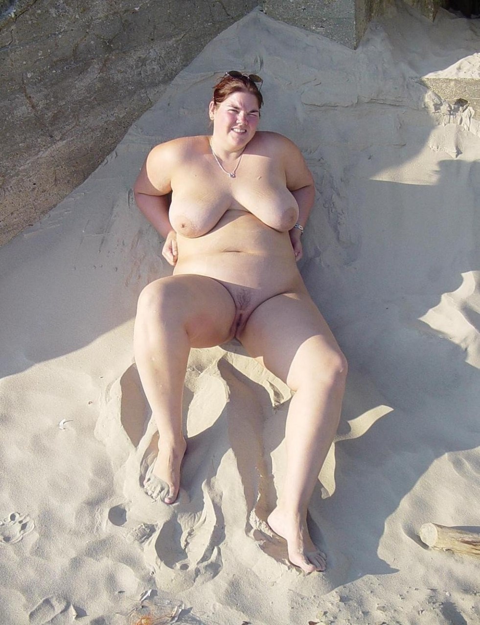 Naked chubby women on the beach