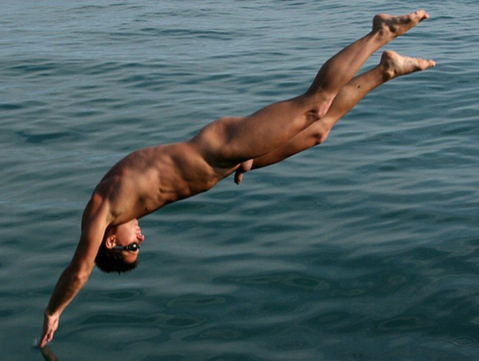 Naked Japanese under water