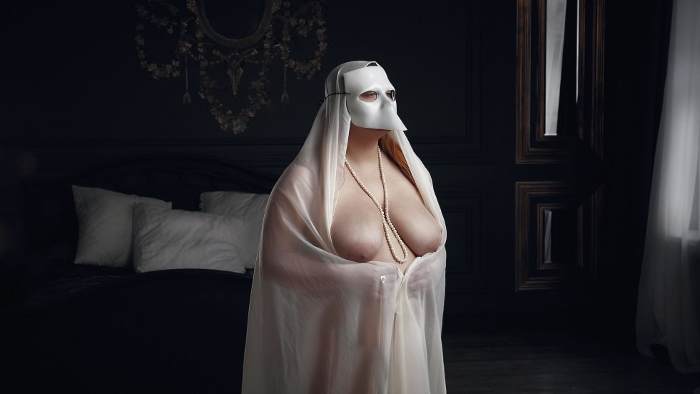 Girl in mask with big tits