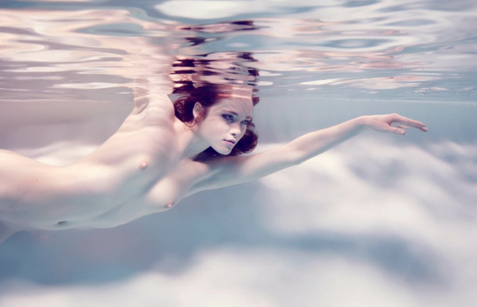 Naked girls under water