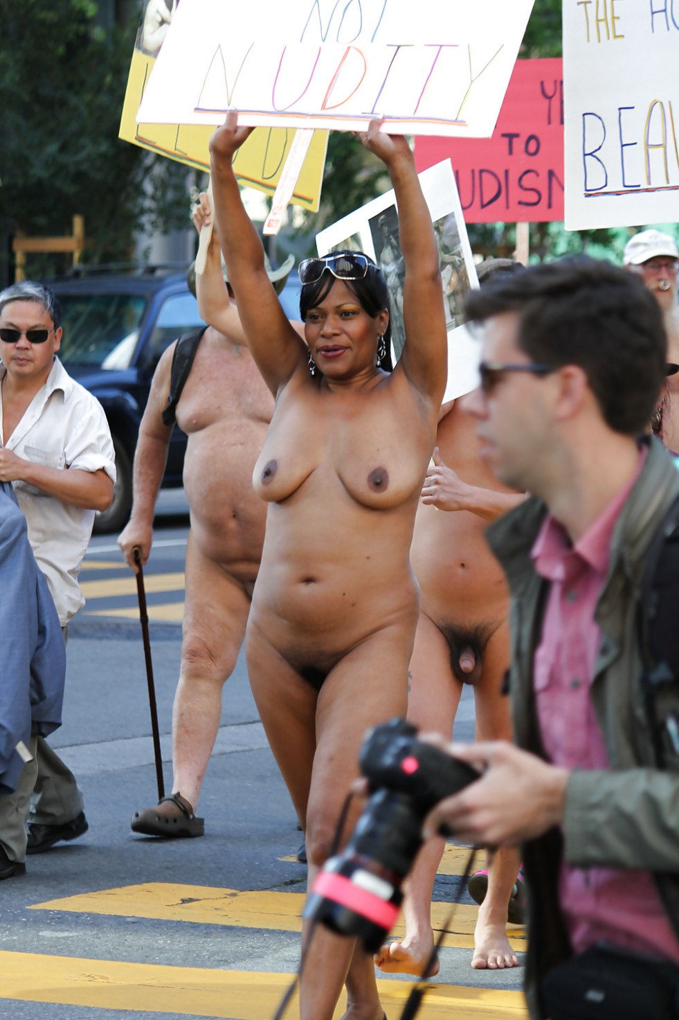 Naked women protest