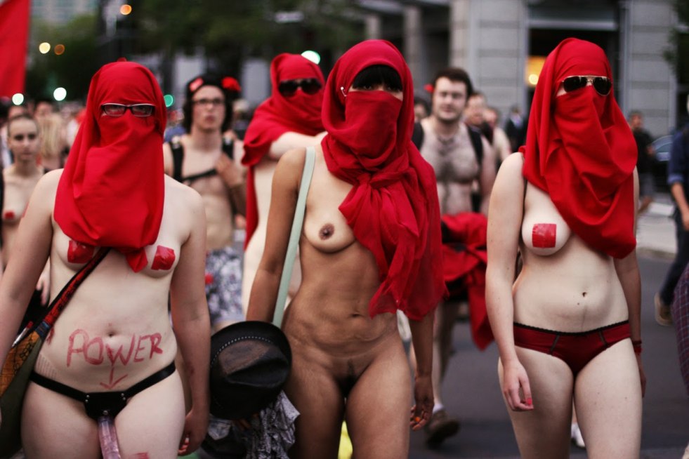 Naked women protest