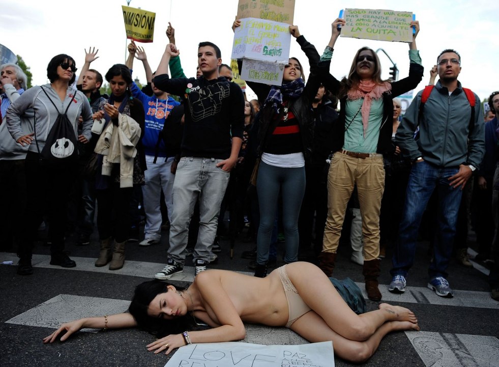 Naked on the street protests