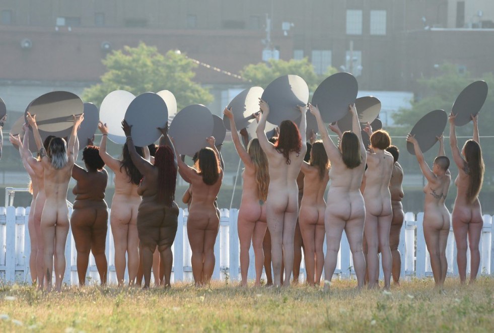 Naked women protest
