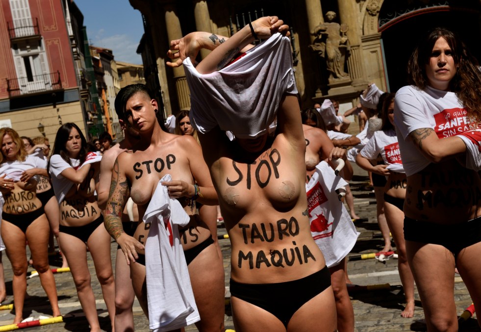 Naked girls protest