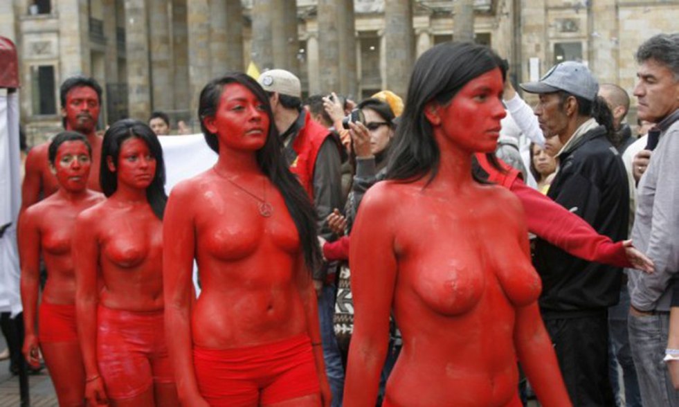 Naked women protest