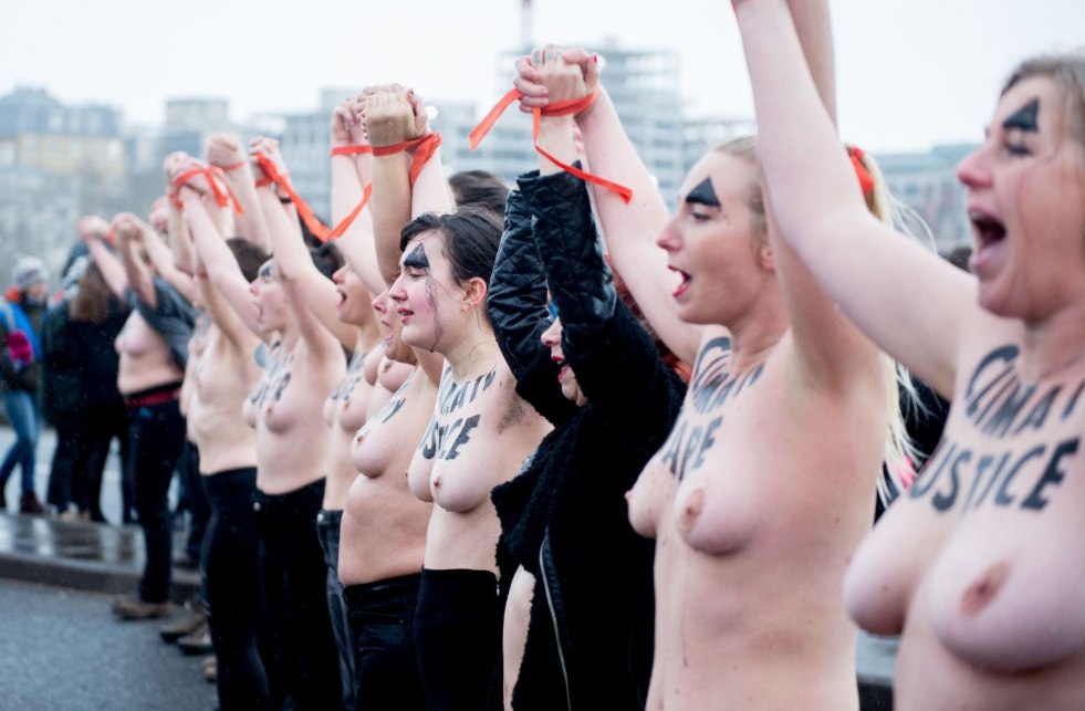 Naked women protest
