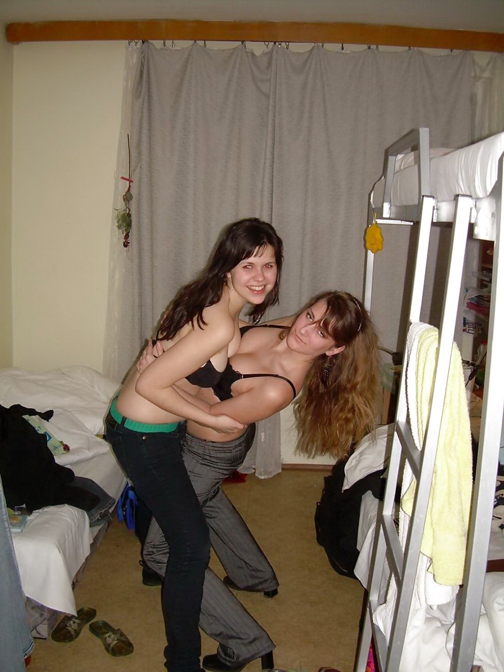 Naked girls in a hostel