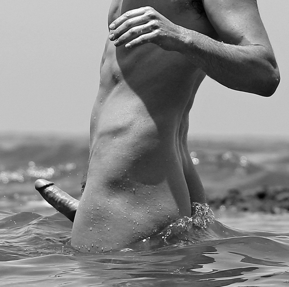 Beautiful naked guys on the sea