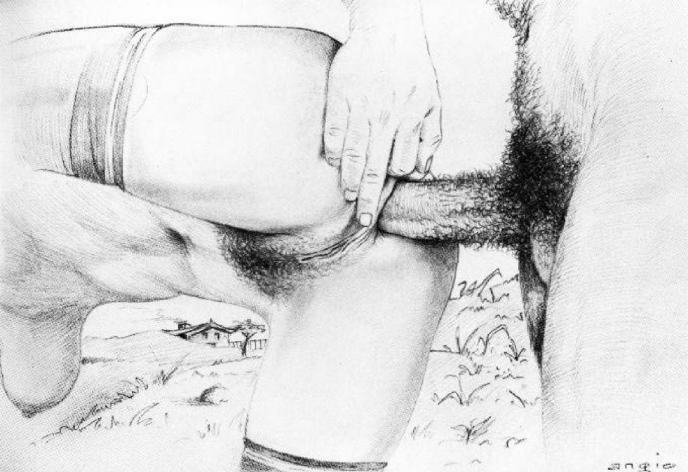 Female anus pencil drawing