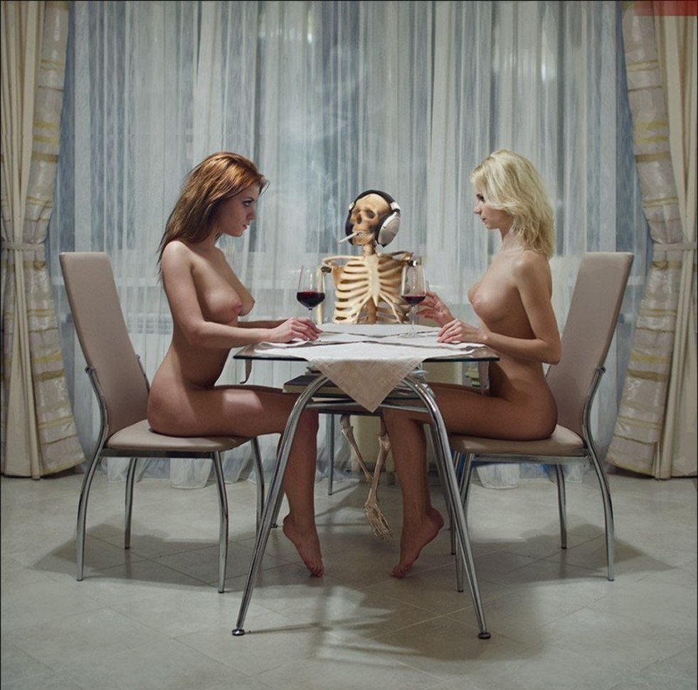 Nude photo shoot at the table