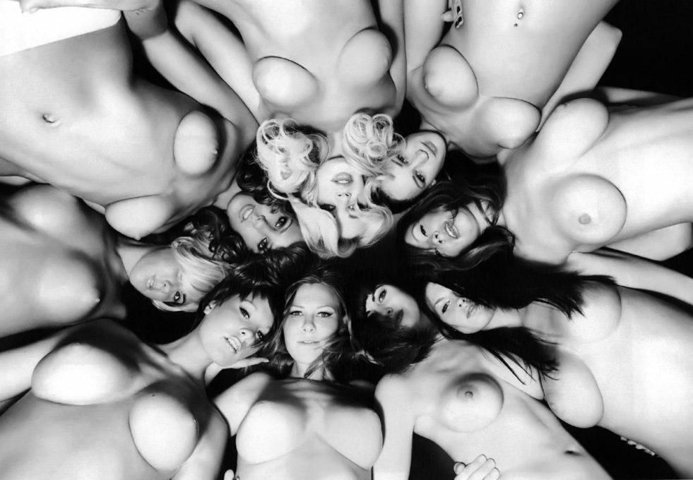 Orgy of girls in a swimsuit