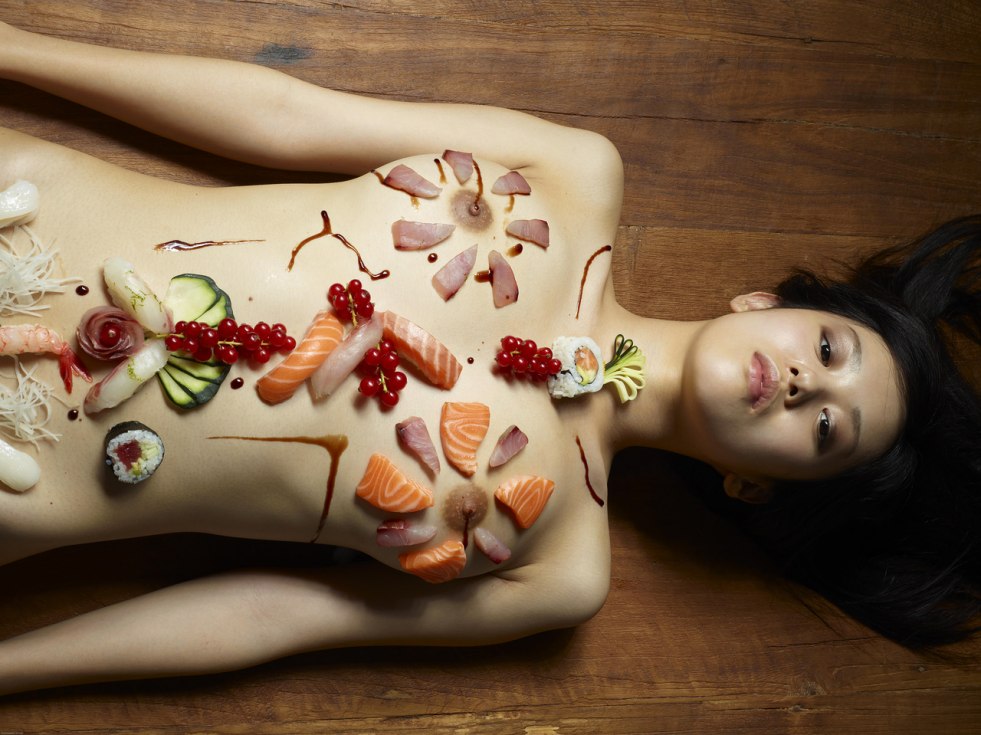 Food on the girl's body