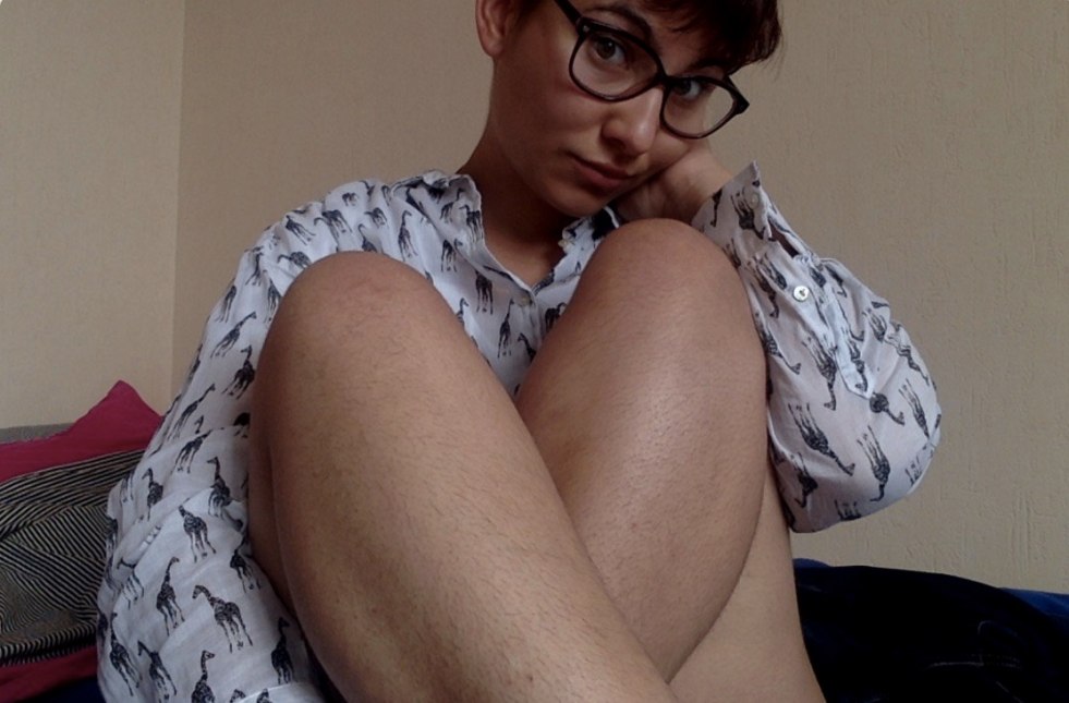 Brunette with hairy pussy