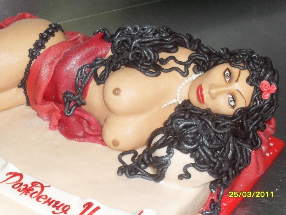 Cake with a naked woman