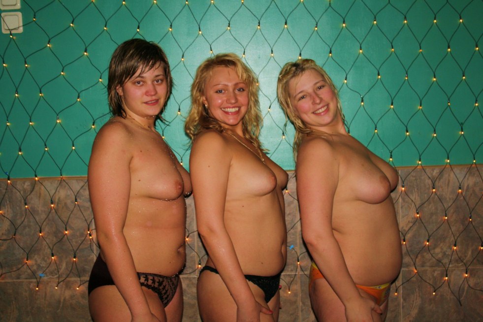Female corporate in the sauna nude