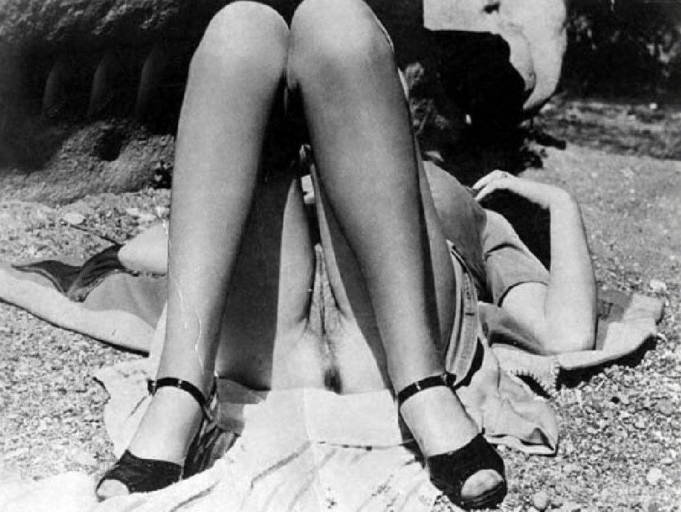 Without panties under the skirt retro