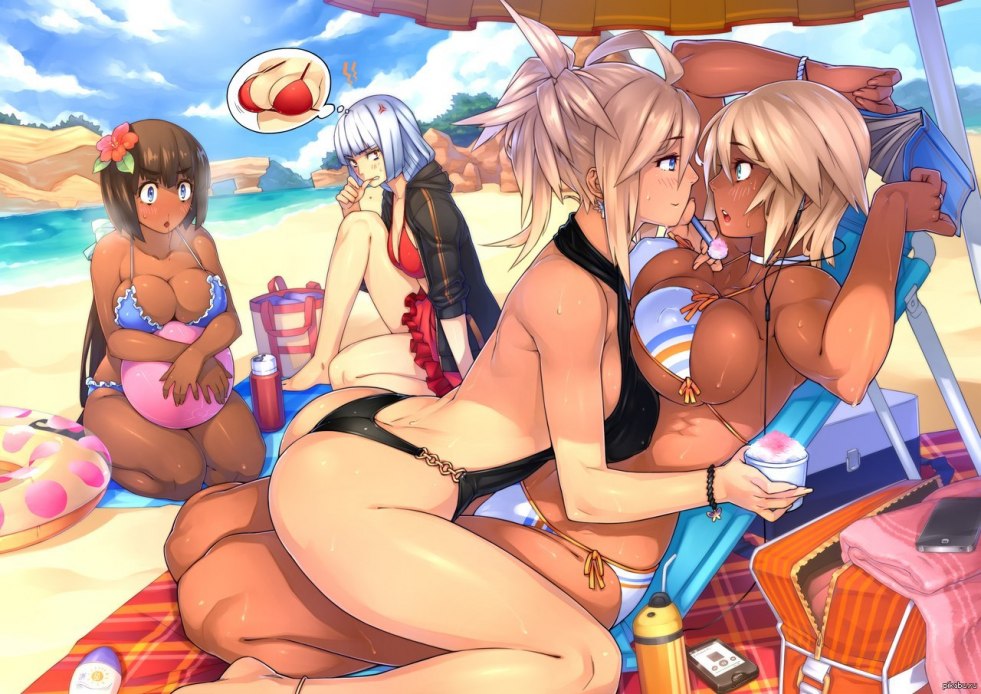 Hentai gangbang on the beach