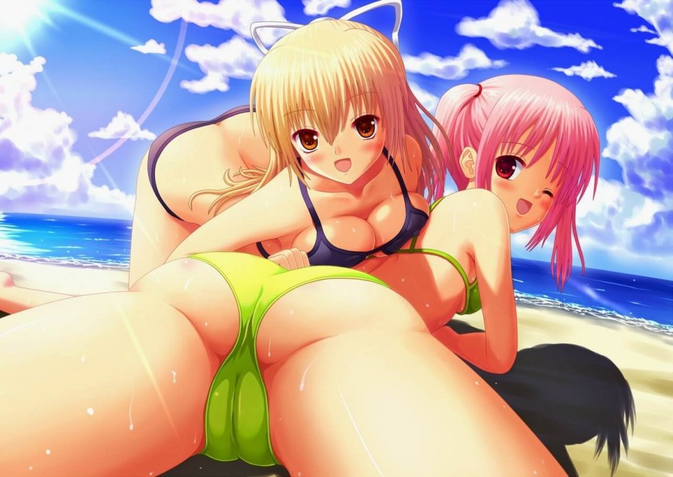 Hentai yuri girl on the beach