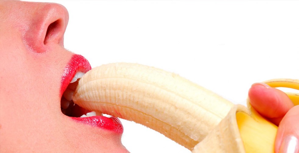 Woman with big banana