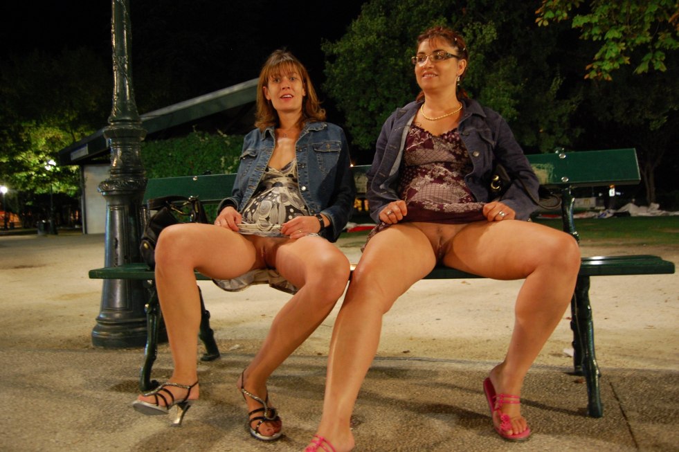 Girls in stockings without panties