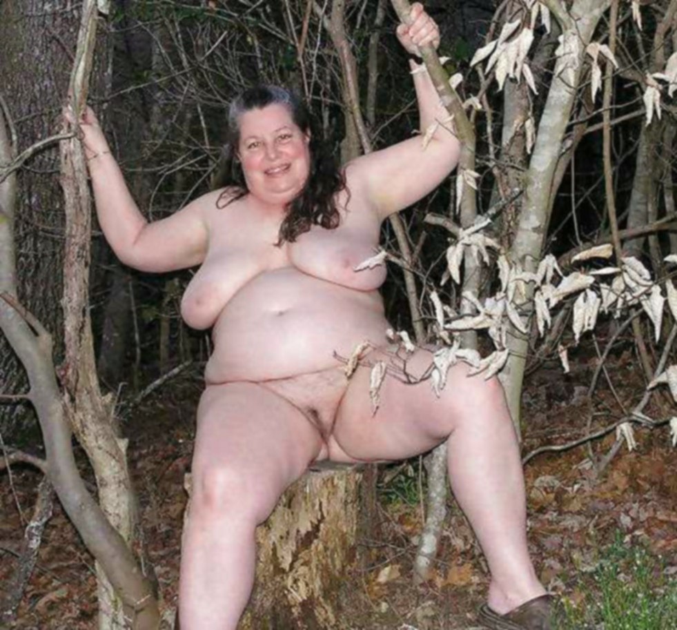 Bare fat women in the forest