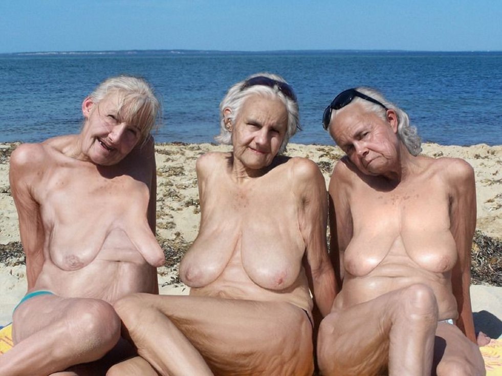 Naked old grandmas on the beach