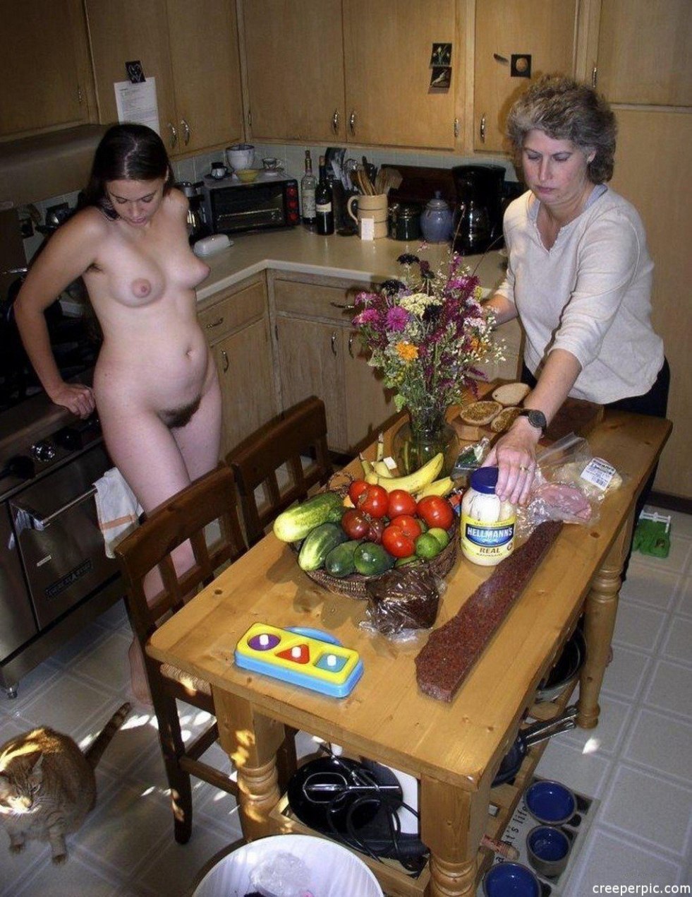 Wife walks around the house naked